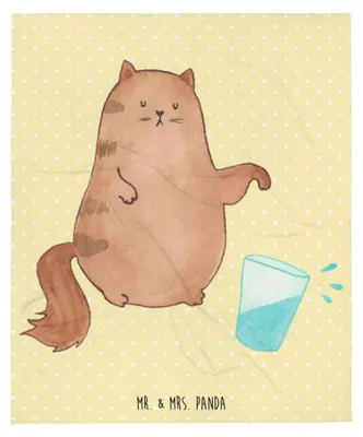 Produktbild von Mr. & Mrs. Panda Plaid Katze Wasserglas - Gelb Pastell - Geschenk, Tagesdecke, Cats, Kuscheldecke, Katzen, Decke, Couchdecke, Bettdecke, Cat