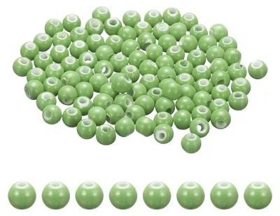 Keramikperlen 6 mm, 100 Stück, rund, Fruchtgrün, DIY-Schmuck