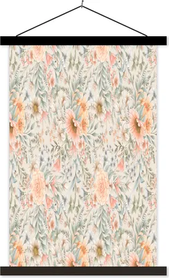 Produktbild von MuchoWow® Textilposter Blumen - Sonnenblume - Pastell - Muster 40x60 cm mit schwarzem Rahmen - Wanddekorationen