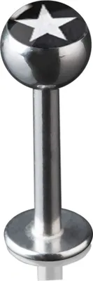Produktbild von viva-adorno 1,2 x 8mm Lippen Piercing Stecker Labretstecker 316L Chirurgenstahl 20 verschiedene Motive Picture Logo Z379,S3 Stern weiß