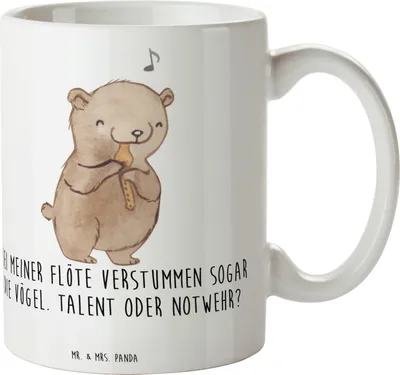 Produktbild von Mr. & Mrs. Panda Kaffeebecher Besondere Flöte - Weiß - Geschenk, Flötenspieler, Lernen, Kaffeetasse, Musik, Musikinstrument, Holzblasinstrument, haferl, Teetasse, Becher