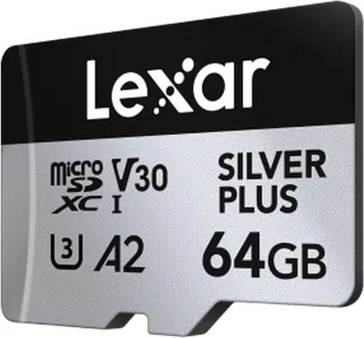 Immagine prodotto di Scheda microSDXC LEXAR Silver Plus UHS-1 da 64 GB R205/W100 V30