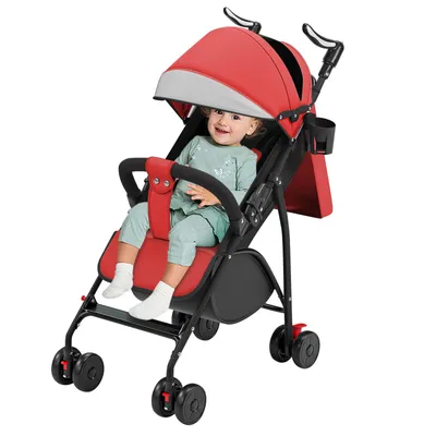 Produktbild von Buggy Kinderwagen verstellbare Rückenlehne Leicht mit Polsterung und Moskitonetz Rot