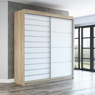 Produktbild von Schwebetürenschrank COLIN 2-türig Schrank 180 cm (Weiß, Schwarz, Sonoma)