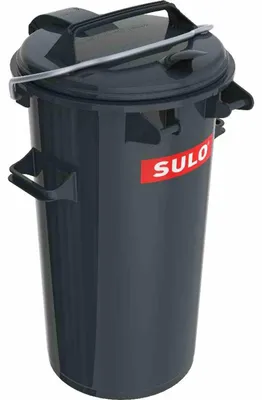 Zdjęcie produktu dla Systemowy pojemnik na odpady 50 l, szary plastik, z aluminiowym uchwytem