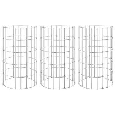 Zdjęcie produktu dla Okrągłe Donice Gabionowe, Podniesione, 3 Szt., Stal, Ø30X50 Cm Lumarko!