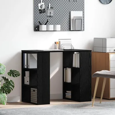 Zdjęcie produktu dla Maison Exclusive - Biurko, czarny kolor, imitacja drewna dębowego, płyta drewnopochodna, wymiary: 90 x 50 x 75 cm