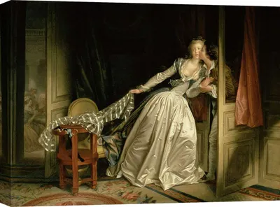 Obrázok produktu pre Umelecká tlač na plátne - Jean-Honoré Fragonard, Ukradnutý bozk - 120x90 cm