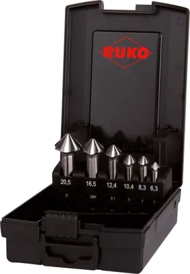 Produktbild von RUKO ULTIMATECUT Kegel- und Entgratsenker-Satz 4S HSS DIN 335 90° in Kunststoffkassette 6 teilig - 102890RO