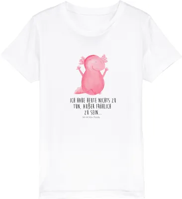 Produktbild von Mr. & Mrs. Panda Organic Kinder T-Shirt Axolotl Hurra 9-11 Jahre (134/146) - Weiß - Geschenk, Fröhlich, Lurch, Kindershirt, Baumwolle, Teenager, Spaß, Öko, Mädchen