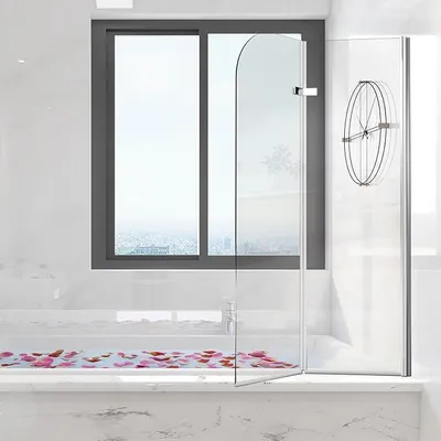 Produktbild von Duschwand für Badewanne 100x140cm, 2-Teilig Faltbar Duschwand Badewanne,mit 6mm ESG Sicherheitsglas,Badewanne Duschwand Silber Transparent,Glas Badewannenwand mit Badewannenaufsatz