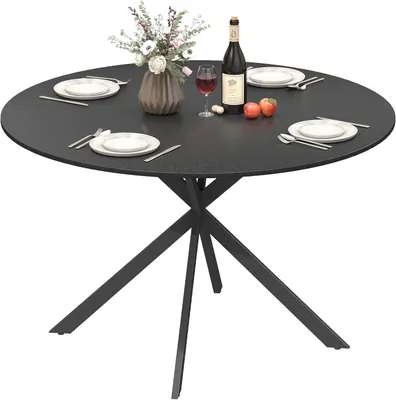Immagine prodotto di Tavolo rotondo da pranzo - Tavolo rotondo - Tavolo da cucina - Tavolo per 4 persone - Tavolo da pranzo in stile industriale - Diametro 120 cm
