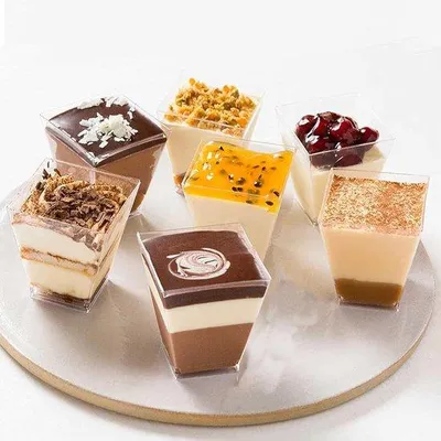 Obrázok produktu pre Poháre na dezerty – 160 ml – 7,6 × 5,8 cm – vhodné na výrobu – na zmrzlinu, mousse, domáce použitie a pekárstvo – priehľadné