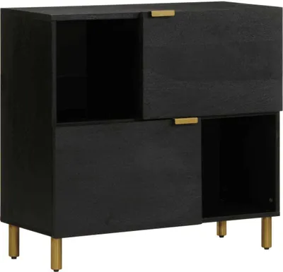 Image de Buffet noir 80x33x75 cm bois d'ingénierie