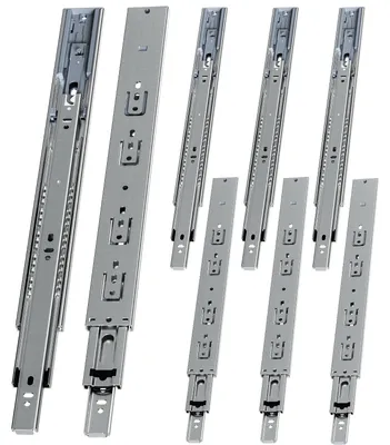 Obrázek produktu pro Ikodm 4 kusy pojezdových ližin do zásuvek, délka 400 mm, s tlumením, plný výsuv, 3dílné, tiché kuličkové ložiska, vhodné pro nábytek a zásuvky