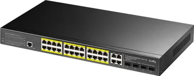 Obrázok produktu pre Cudy GS2028PS4 Spravovaný L2 Gigabit Ethernet (10/100/1000) napájanie cez Ethernet (PoE) 1U čierny (GS2028PS4-300W)