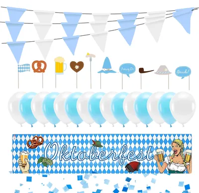 Produktbild von XXL Bayrisches Wiesn Dekoration Set - über 100 Teilen - Oktoberfest (Set, Oktoberfest Deko), mehr als 100 Teilen / Wiederverwendbar