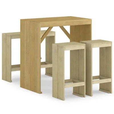 Image de set de 5 bars de jardin en pin imprégné