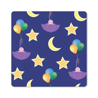 Produktbild von MuchoWow® Mauspad Mousepad Sterne - Muster - Regenschirm - Geburt 20x20 cm - Mousepads - Maus Mat - Pad - Mausunterlage - Desk Mat - Bureauartikeln