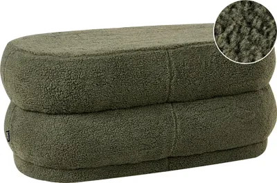 Zdjęcie produktu dla BELIANI Ławka zielona tapicerowana boucle w stylu glamour ławka do sypialni salonu