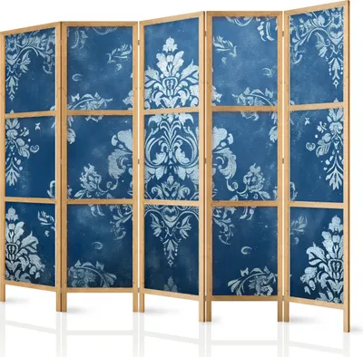 Obrázok produktu pre Japonský paraván Kvety 225x172 cm 5-dielny modrý
