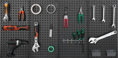 Immagine prodotto di Pannelli metallici forati 4 pannelli 24" x 12" Organizer da parete per attrezzi da garage