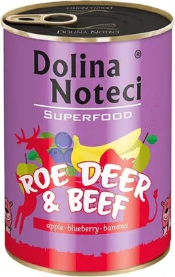 Produktbild von Dolina Noteci Glutenfrei Superfood Nassfutter für Hunde - Reh und Rind 400g (12-er pack)