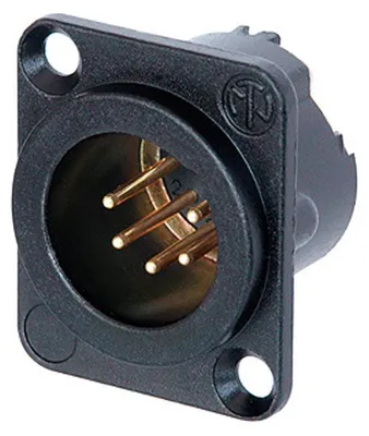 Produktbild von NEUTRIK® XLR, 5-pol , Metall-, Löttechnik-Einbaustecker, vergoldete(r) Kontakt(e), Type D, schwarz verchromt