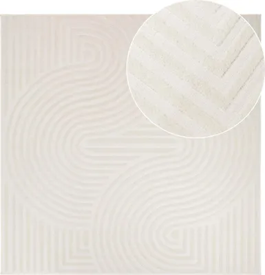 Produktbild von Tapiso Teppich HYGGE Modern Quadratisch Weiß Wohnzimmer 120 x 120 cm
