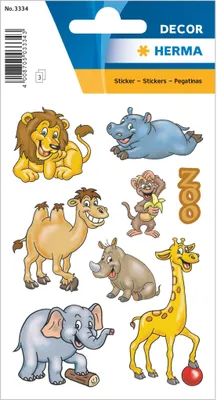 Zdjęcie produktu dla HERMA etykiety dekoracyjne DECOR zwierzęta zoo 3 arkusze samoprzylepne 8,4 x 12 cm