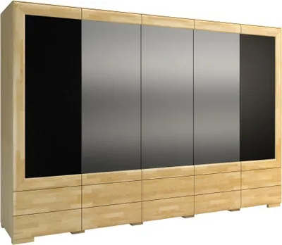 Produktbild von Kleiderschrank teilmassiv Eiche / Schwarz 224x303x61 cm