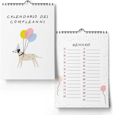 Imagen del producto de Calendario de cumpleaños, formato A4, calendario perpetuo, sin fecha, para anotar fechas de cumpleaños