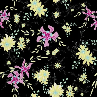 Produktbild von OUTDOOR DEKOSTOFFE OXFORD - Motiv Blumen auf schwarzem