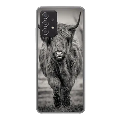 Produktbild von MuchoWow® Handyhülle Schutzhülle Hülle für Samsung galaxy a73 Schottischer Highlander - Schwarz und Weiß Silikon Softcase Handy Hülle - Handyhülle