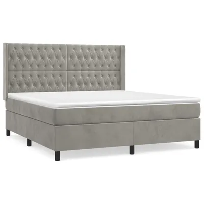 Productafbeelding van vidaXL Boxspringbed met matras, lichtgrijs, 180x200 cm, fluweel