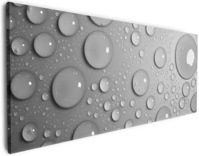 Produktbild von Wallario Premium Leinwandbild Wassertropfen in schwarz weiß in Größe 50 x 125 cm