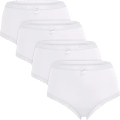 Produktbild von Celodoro Damen Eco Taillenslip aus Modal (4er Pack), Maxi-Slip mit Spitze und Schleife - Weiß M