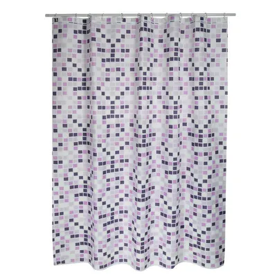 Produktbild von MSV Premium Anti-Schimmel Textil Duschvorhang - Anti-Bakteriell, waschbar, 100% wasserdicht - Polyester, „Mosaiko“ Lila 180x200cm – Spain