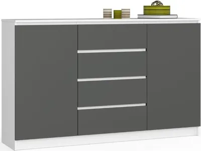Immagine prodotto di BDW, cassettiera con 4 cassetti, 160x40x99 cm, K160, bianco/grigio