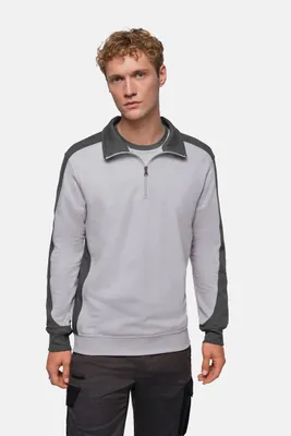 Produktbild von HAKRO MIKRALINAR® Zip-Sweatshirt Contrast 476 titan/anthrazit, 6XL