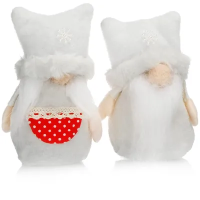 Immagine prodotto di Elfo natalizio decorativo - Set di 2 - 13 x 9 x 5,5 cm - Giallo, bianco, rosso, beige o grigio