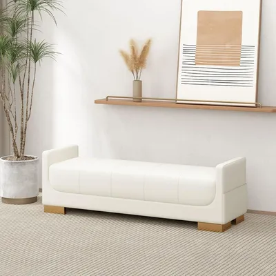 Image de Banc rembourré, 60 cm, blanc