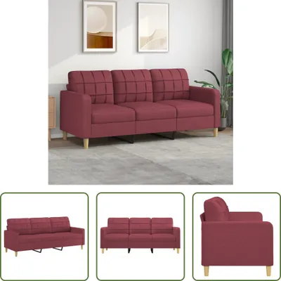 Produktbild von The Living Store 3-Sitzer-Sofa Weinrot 180 cm Stoff