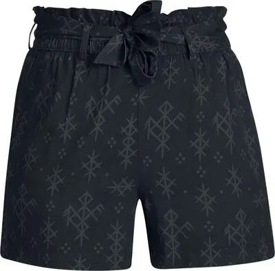 Produktbild von Black Premium by EMP Damen schwarze Shorts mit Allover-Print und Gürtel S