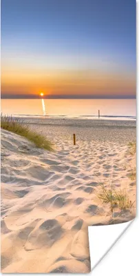 Produktbild von MuchoWow® Poster Düne - Sonnenuntergang - Horizont - Strand - Gras 60x120 cm - Wandschmuck
