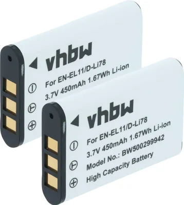 Produktbild von vhbw 2x Akku kompatibel mit Nikon Coolpix S560, S550 Kamera (450 mAh, 3,6 V, Li-Ion)
