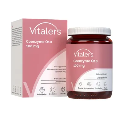 Immagine prodotto di Coenzima Q10 Vitaler 100 mg – 60 capsule, vegano, integratore alimentare per 2 mesi, senza conservanti, composizione pura
