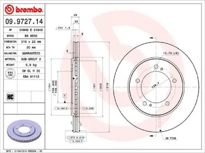 Produktbild von BREMBO Bremsscheiben (2 Stück) Vorderachse 09.9727.14
