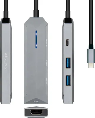 Obrázok produktu pre AISENS ASUC-4P002-GR, Kábel, USB 3.2 Gen 1 (3.1 Gen 1) Type-C, 100 W, Šedá, 5 Gbit/s, 4K Ultra HD