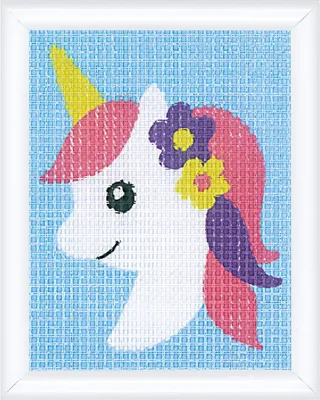 Immagine prodotto di Kit per ricamo con timbro Vervaco Arazzo "Unicorno", 12,5x16cm